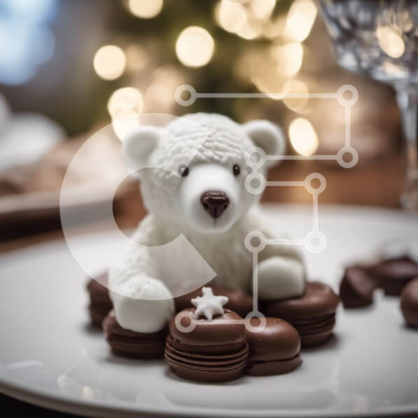 Σετ των 2 Intra Συλλεκτικό Ξύλινο Παζλ Plywood  4mm - Λευκό αρκουδάκι με μακαρόν καλυμμένα με σοκολάτα Σε Ξύλινο Κουτί - Διαστάσεις: 10x10 cm – 25 κομμάτια