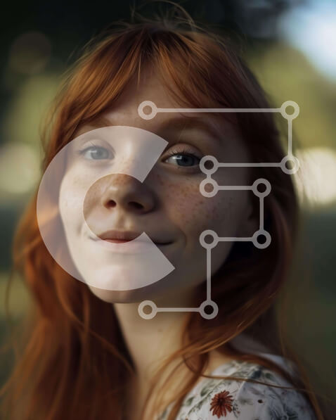 Intra Συλλεκτικό Ξύλινο Παζλ Plywood  4mm - Χαμογελαστή κοκκινομάλλα γυναίκα με φακίδες και έντομα Σε Ξύλινο Κουτί - Διαστάσεις Puzzle: 10x10 cm – 25 κομμάτια