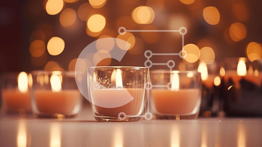 Intra Συλλεκτικό Ξύλινο Παζλ Plywood  4mm - Ομάδα αναμμένων κεριών σε γυάλινα κύπελλα σε ένα τραπέζι Σε Ξύλινο Κουτί - Διαστάσεις Puzzle: 10x10 cm – 25 κομμάτια