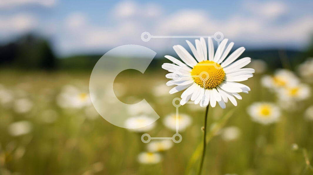 Intra Συλλεκτικό Ξύλινο Παζλ Plywood  4mm - Λευκή και κίτρινη μαργαρίτα σε ανοιχτό πεδίο Σε Ξύλινο Κουτί - Διαστάσεις: 10x10 cm – 25 κομμάτια