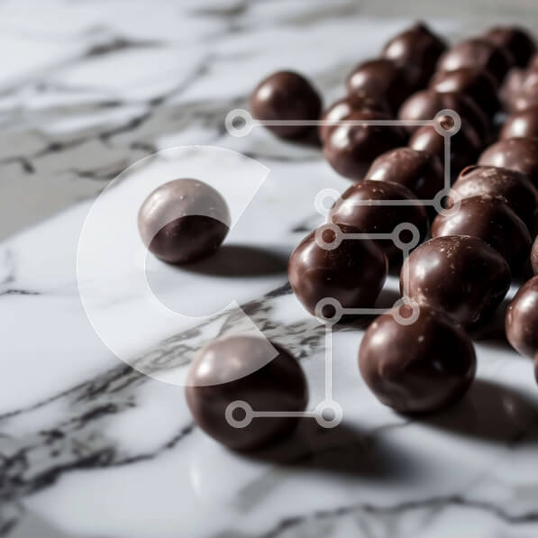 Σετ των 2 Intra Συλλεκτικό Ξύλινο Παζλ Plywood  4mm - Ποικιλία σοκολατένιων μπάλων σε μαρμάρινη επιφάνεια Σε Ξύλινο Κουτί - Διαστάσεις: 10x10 cm – 25 κομμάτια