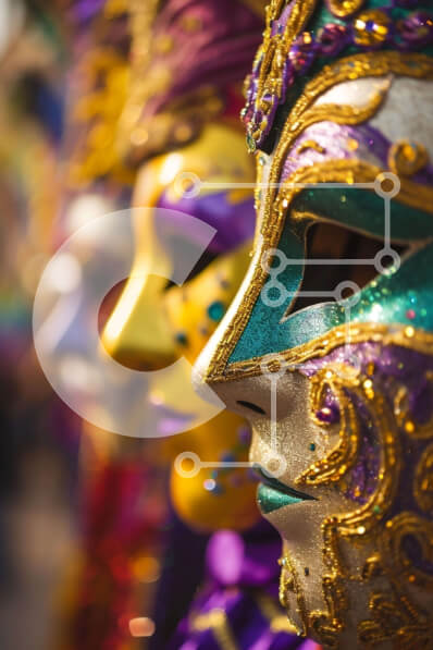 Intra Συλλεκτικό Ξύλινο Παζλ Plywood  4mm - Πολύχρωμες αποκριάτικες μάσκες στο δρόμο Σε Ξύλινο Κουτί - Διαστάσεις Puzzle: 10x10 cm – 25 κομμάτια