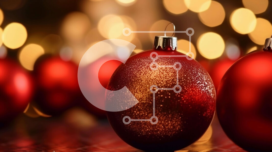 Intra Συλλεκτικό Ξύλινο Παζλ Plywood  4mm - Κόκκινα χριστουγεννιάτικα στολίδια σε φωτισμένο φόντο Σε Ξύλινο Κουτί - Διαστάσεις: 10x10 cm – 25 κομμάτια