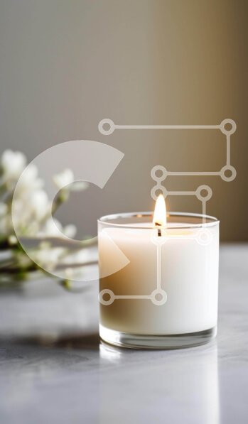 Intra Συλλεκτικό Ξύλινο Παζλ Plywood  4mm - Αναμμένο κερί σε ένα τραπέζι με λευκό μπουκέτο λουλούδια Σε Ξύλινο Κουτί - Διαστάσεις Puzzle: 10x10 cm – 25 κομμάτια