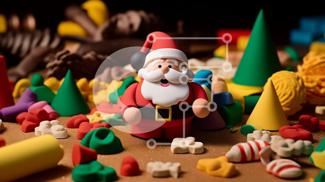 Intra Συλλεκτικό Ξύλινο Παζλ Plywood  4mm - Ειδώλιο Άγιου Βασίλη που περιβάλλεται από πολύχρωμα παιχνίδια Σε Ξύλινο Κουτί - Διαστάσεις: 10x10 cm – 25 κομμάτια