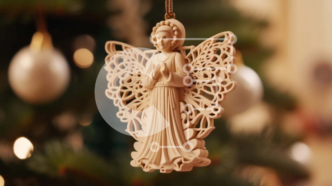 Intra Συλλεκτικό Ξύλινο Παζλ Plywood  4mm - Στολίδι λευκό αγγέλου που κρέμεται από το χριστουγεννιάτικο δέντρο Σε Ξύλινο Κουτί - Διαστάσεις: 10x10 cm – 25 κομμάτια