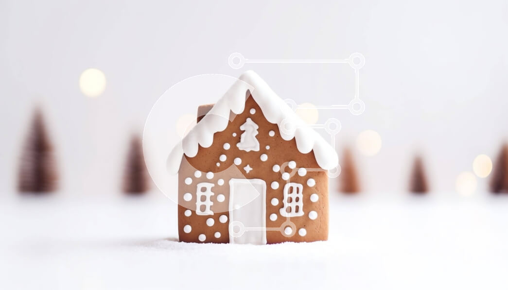 Intra Συλλεκτικό Ξύλινο Παζλ Plywood  4mm - Μικρό μελόψωμο σπίτι με νιφάδες χιονιού Σε Ξύλινο Κουτί - Διαστάσεις: 10x10 cm – 25 κομμάτια