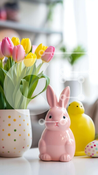 Intra Συλλεκτικό Ξύλινο Παζλ Plywood  4mm - Πασχαλινό λαγουδάκι και ανοιξιάτικες διακοσμήσεις Σε Ξύλινο Κουτί - Διαστάσεις: 10x10 cm – 25 κομμάτια