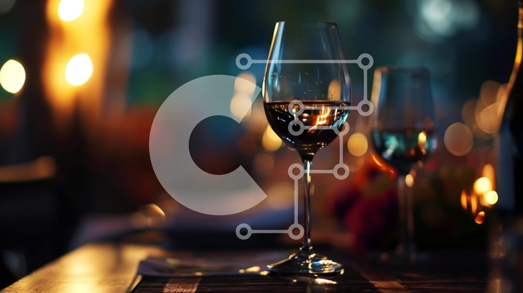 Σετ των 2 Intra Συλλεκτικό Ξύλινο Παζλ Plywood  4mm - Ποτήρια κρασιού και μπουκάλια στο τραπέζι τη νύχτα Σε Ξύλινο Κουτί - Διαστάσεις: 10x10 cm – 25 κομμάτια