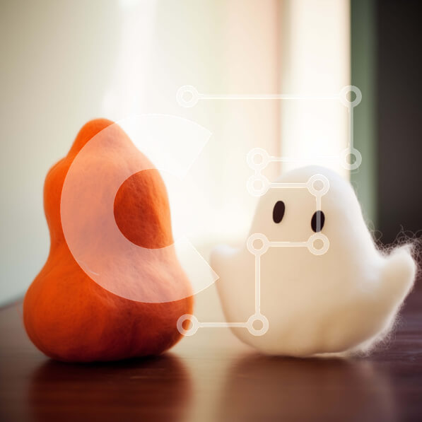 Intra Συλλεκτικό Ξύλινο Παζλ Plywood  4mm - Δύο γεμιστά ζώα, πορτοκαλί και λευκό, σε ένα τραπέζι Σε Ξύλινο Κουτί - Διαστάσεις: 10x10 cm – 25 κομμάτια