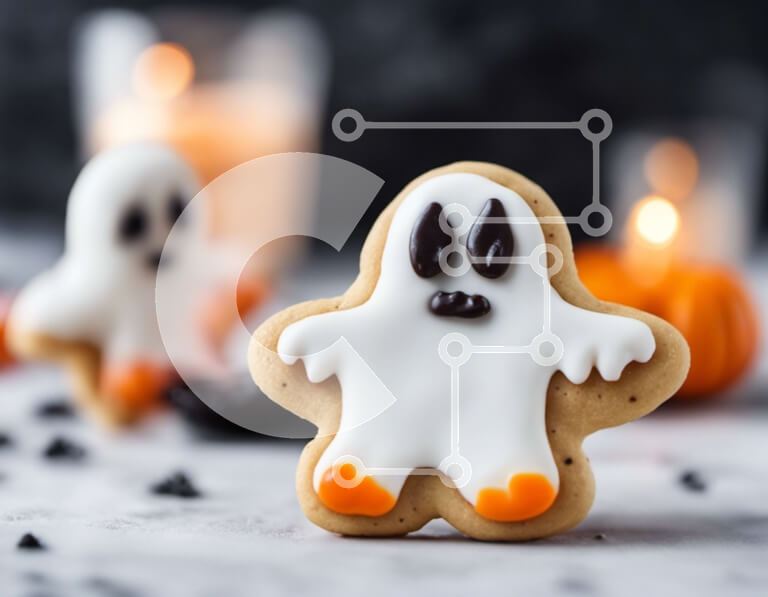 Intra Συλλεκτικό Ξύλινο Παζλ Plywood  4mm - Μπισκότα φαντάσματα στο αποκριάτικο τραπέζι Σε Ξύλινο Κουτί - Διαστάσεις Puzzle: 10x10 cm – 25 κομμάτια