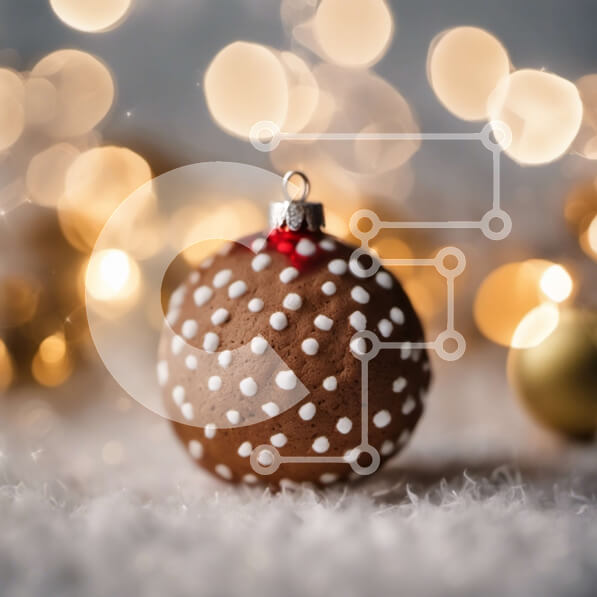 Intra Συλλεκτικό Ξύλινο Παζλ Plywood  4mm - Χριστουγεννιάτικο στολίδι καφέ πουά σε χιονισμένο φόντο Σε Ξύλινο Κουτί - Διαστάσεις: 10x10 cm – 25 κομμάτια