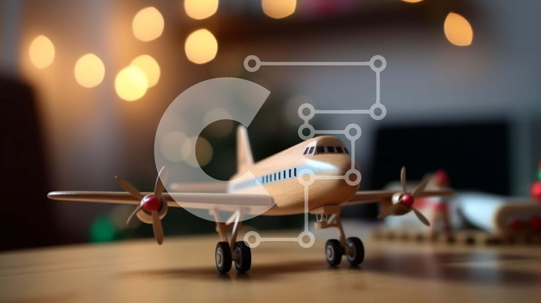 Intra Συλλεκτικό Ξύλινο Παζλ Plywood  4mm - Ξύλινο παιχνίδι αεροπλάνο στο τραπέζι με χριστουγεννιάτικα στολίδια Σε Ξύλινο Κουτί - Διαστάσεις: 10x10 cm – 25 κομμάτια