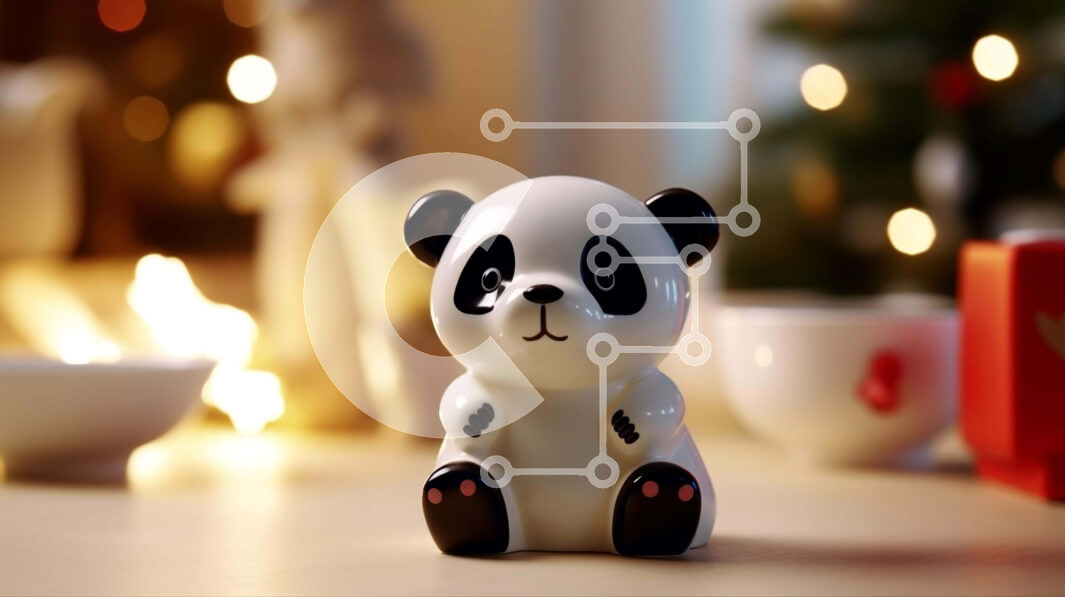 Intra Συλλεκτικό Ξύλινο Παζλ Plywood  4mm - Μικρό ειδώλιο αρκούδας Panda με φλιτζάνια καφέ στο τραπέζι Σε Ξύλινο Κουτί - Διαστάσεις Puzzle: 10x10 cm – 25 κομμάτια