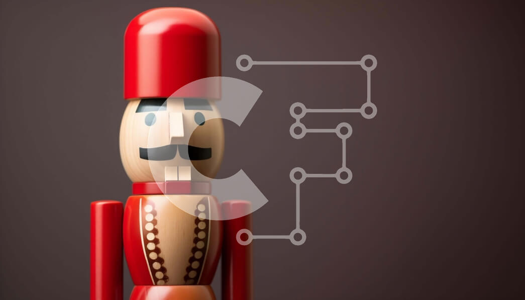 Intra Συλλεκτικό Ξύλινο Παζλ Plywood  4mm - Περίπλοκη ξύλινη φιγούρα καρυοθραύστη σε σκούρο φόντο Σε Ξύλινο Κουτί - Διαστάσεις: 10x10 cm – 25 κομμάτια