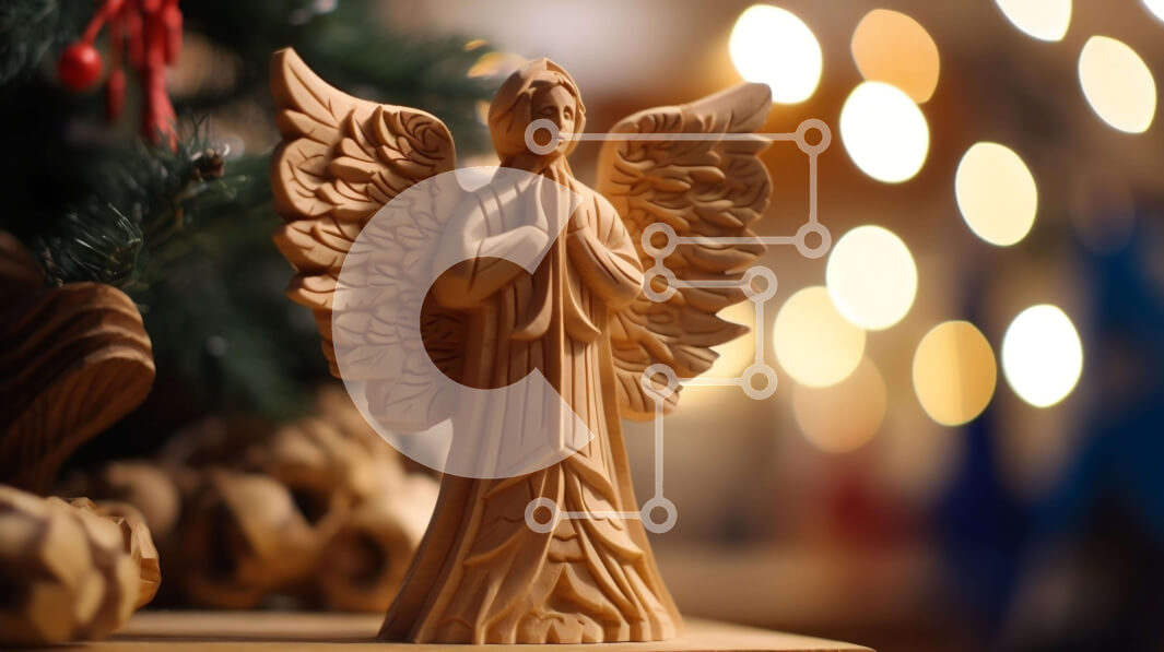 Intra Συλλεκτικό Ξύλινο Παζλ Plywood  4mm - Ξύλινο ειδώλιο αγγέλου διακόσμηση για τα Χριστούγεννα Σε Ξύλινο Κουτί - Διαστάσεις: 10x10 cm – 25 κομμάτια