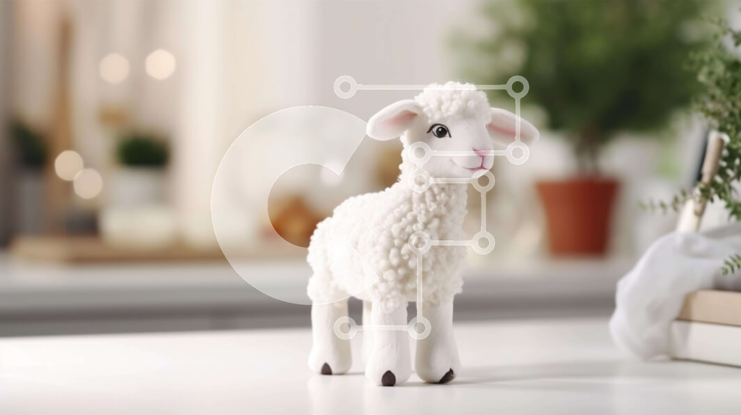 Intra Συλλεκτικό Ξύλινο Παζλ Plywood  4mm - Μικρό λευκό παιχνίδι αρνάκι με βιβλία και φυτά σε γλάστρες Σε Ξύλινο Κουτί - Διαστάσεις: 10x10 cm – 25 κομμάτια