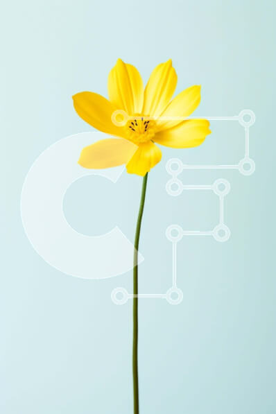 Σετ των 2 Intra Συλλεκτικό Ξύλινο Παζλ Plywood  4mm - Μονό κίτρινο λουλούδι σε υπόλευκο φόντο Σε Ξύλινο Κουτί - Διαστάσεις: 10x10 cm – 25 κομμάτια