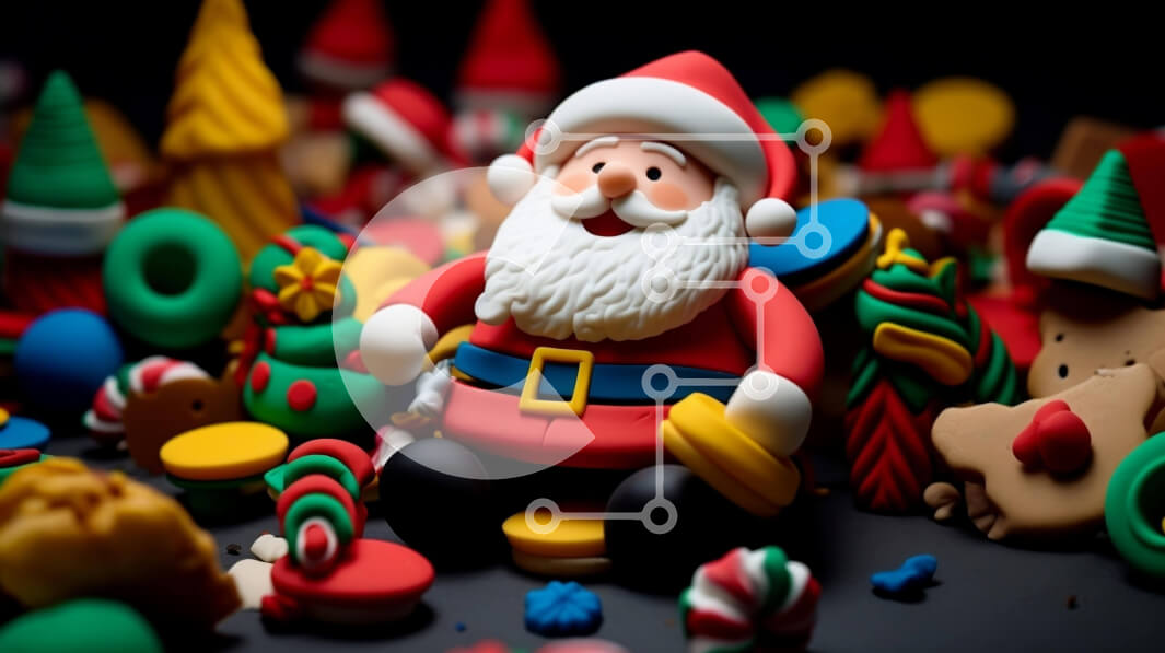 Intra Συλλεκτικό Ξύλινο Παζλ Plywood  4mm - Εορταστικό ειδώλιο Άγιου Βασίλη που περιβάλλεται από πολύχρωμα μπισκότα και καραμέλες Σε Ξύλινο Κουτί - Διαστάσεις: 10x10 cm – 25 κομμάτια