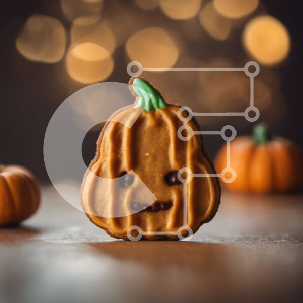 Intra Συλλεκτικό Ξύλινο Παζλ Plywood  4mm - Μπισκότο κολοκύθας αποκριών πάνω από κολοκύθες Σε Ξύλινο Κουτί - Διαστάσεις Puzzle: 10x10 cm – 25 κομμάτια