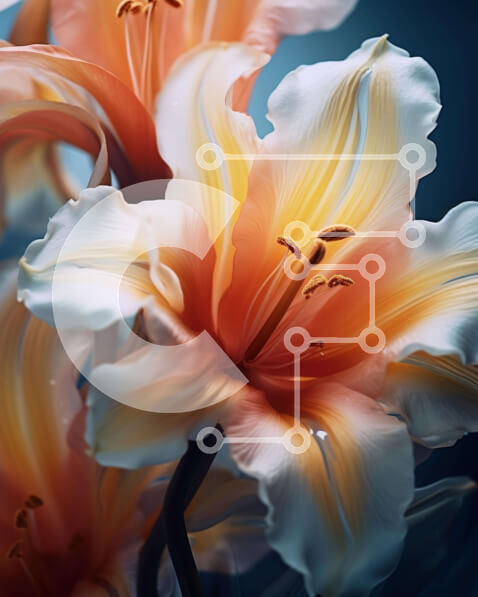 Σετ των 2 Intra Συλλεκτικό Ξύλινο Παζλ Plywood  4mm - Κοντινό πλάνο ανθισμένα πορτοκαλί και λευκά λουλούδια με σταγόνα νερού Σε Ξύλινο Κουτί - Διαστάσεις: 10x10 cm – 25 κομμάτια