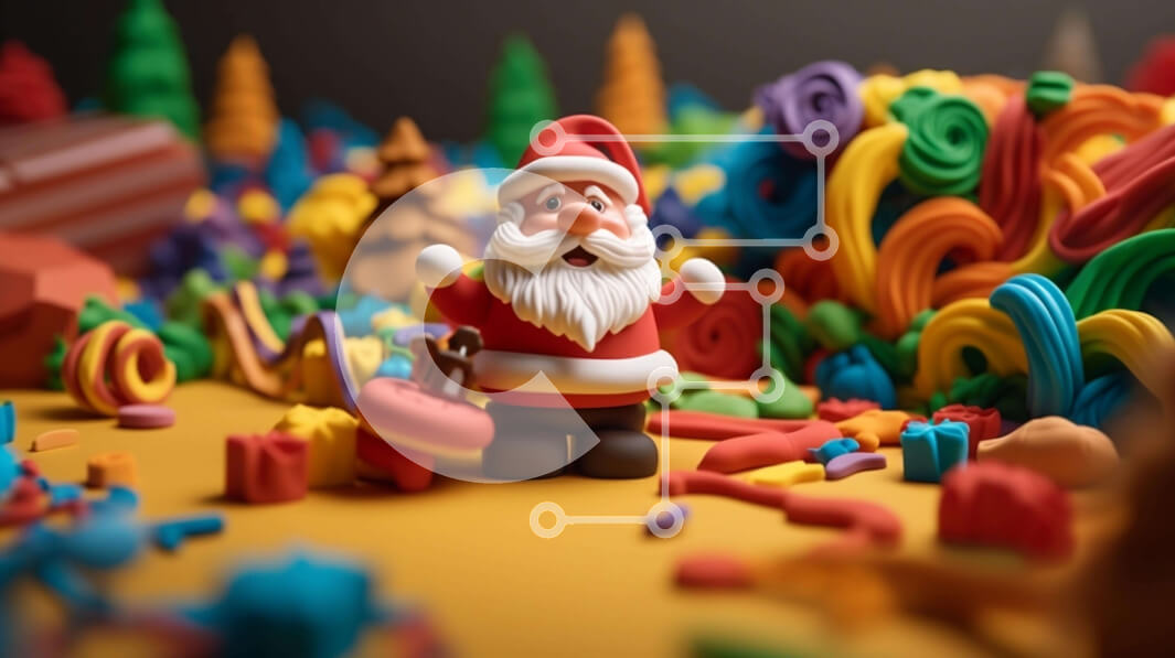 Intra Συλλεκτικό Ξύλινο Παζλ Plywood  4mm - Ειδώλιο Άγιου Βασίλη που περιβάλλεται από πολύχρωμα παιχνίδια και διακοσμήσεις Σε Ξύλινο Κουτί - Διαστάσεις: 10x10 cm – 25 κομμάτια