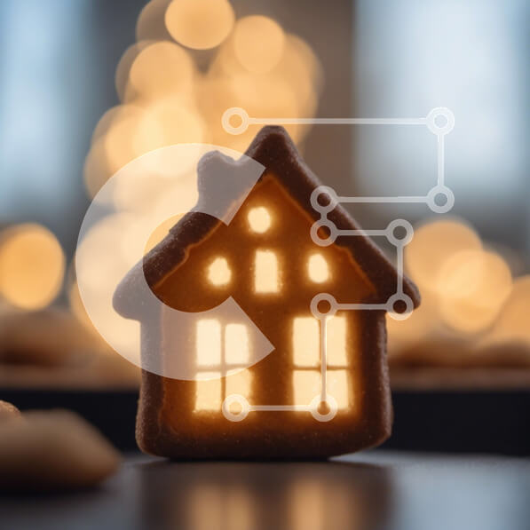 Intra Συλλεκτικό Ξύλινο Παζλ Plywood  4mm - Σπίτι με μελόψωμο σε μπισκότα με γιορτινά φώτα Σε Ξύλινο Κουτί - Διαστάσεις: 10x10 cm – 25 κομμάτια