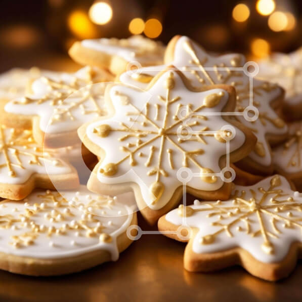 Σετ των 2 Intra Συλλεκτικό Ξύλινο Παζλ Plywood  4mm - Γιορτινά μπισκότα με νιφάδες χιονιού και παγωνιά Σε Ξύλινο Κουτί - Διαστάσεις: 10x10 cm – 25 κομμάτια