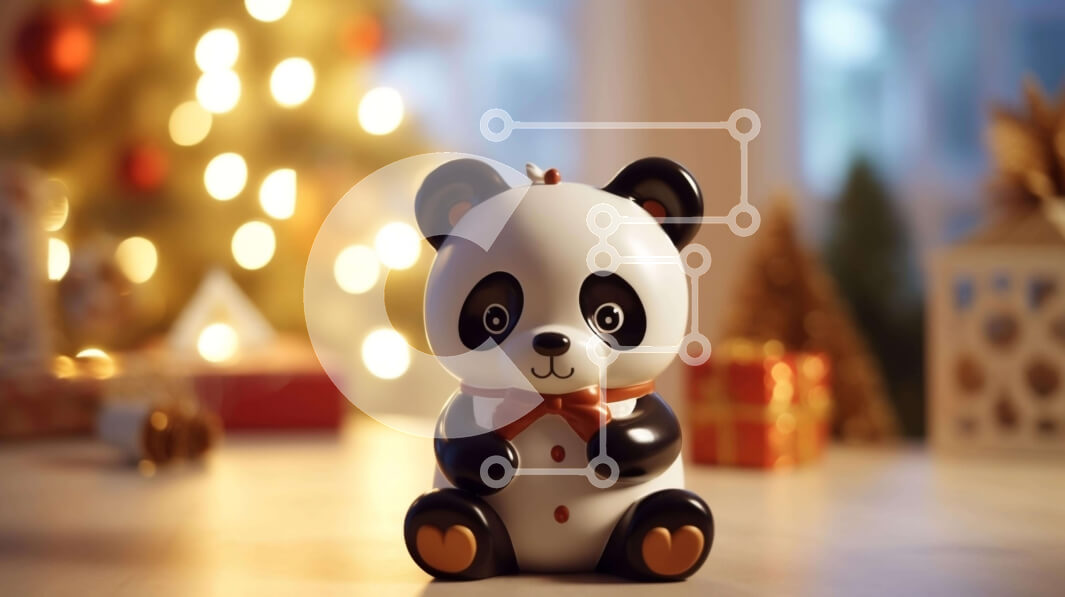 Intra Συλλεκτικό Ξύλινο Παζλ Plywood  4mm - Μικρό ειδώλιο αρκούδας Panda με χριστουγεννιάτικο δέντρο Σε Ξύλινο Κουτί - Διαστάσεις: 10x10 cm – 25 κομμάτια