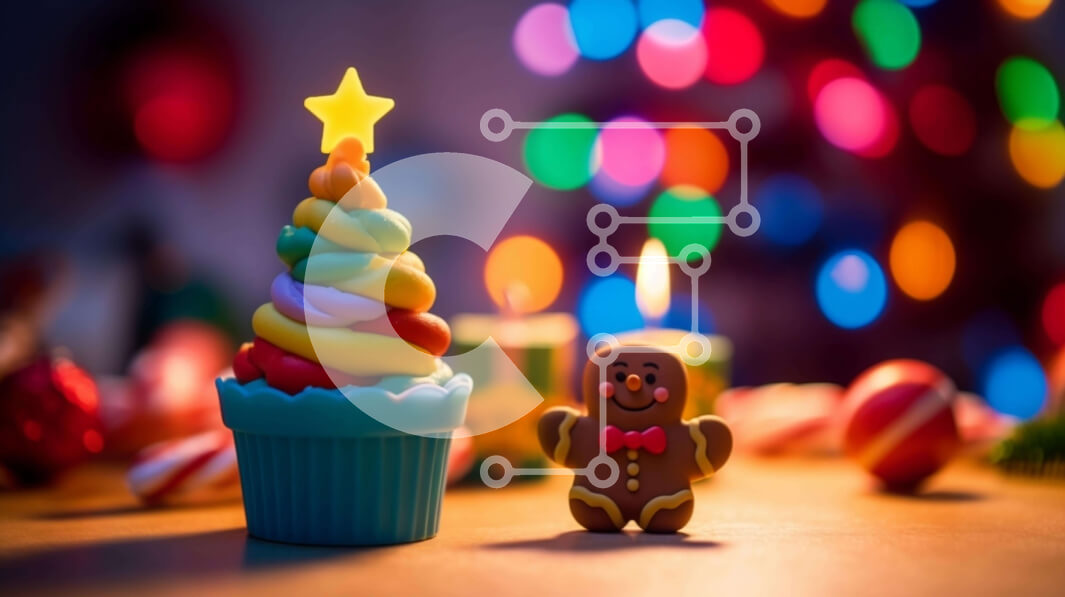 Intra Συλλεκτικό Ξύλινο Παζλ Plywood  4mm - Εορταστικό παιχνίδι μελόψωμο σπίτι με διακοσμήσεις και cupcakes Σε Ξύλινο Κουτί - Διαστάσεις: 10x10 cm – 25 κομμάτια