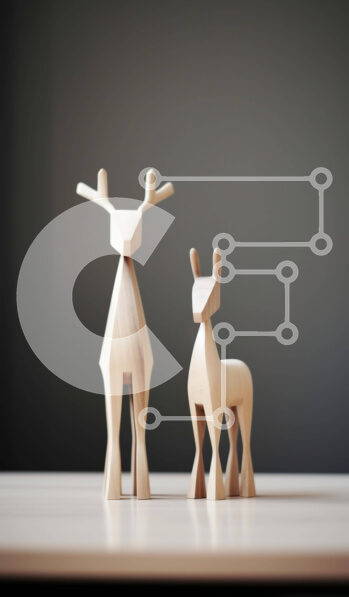 Intra Συλλεκτικό Ξύλινο Παζλ Plywood  4mm - Ξύλινα ειδώλια ελαφιών στο τραπέζι Σε Ξύλινο Κουτί - Διαστάσεις: 10x10 cm – 25 κομμάτια