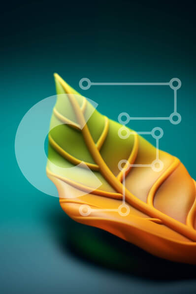 Σετ των 2 Intra Συλλεκτικό Ξύλινο Παζλ Plywood  4mm - Πορτοκαλί και πράσινο φύλλο σε μπλε φόντο Σε Ξύλινο Κουτί - Διαστάσεις: 10x10 cm – 25 κομμάτια