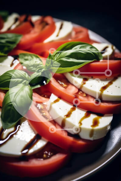 Σετ των 2 Intra Συλλεκτικό Ξύλινο Παζλ Plywood  4mm - Φρέσκια σαλάτα Caprese με ντομάτες, μοτσαρέλα και βασιλικό Σε Ξύλινο Κουτί - Διαστάσεις: 10x10 cm – 25 κομμάτια