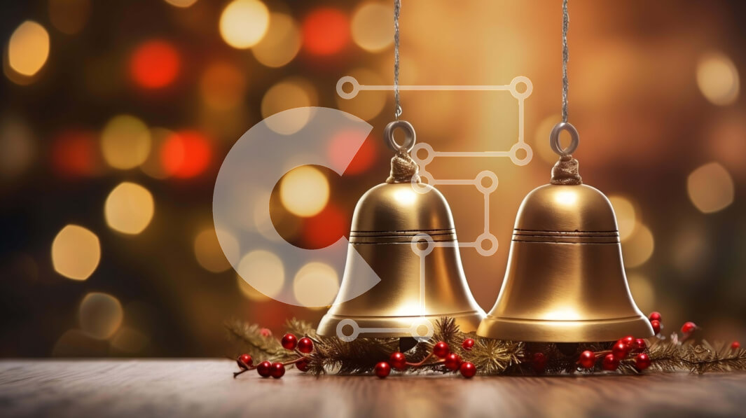 Intra Συλλεκτικό Ξύλινο Παζλ Plywood  4mm - Χρυσές καμπάνες σε ξύλινο τραπέζι με κόκκινα μούρα και διακοσμητικά Σε Ξύλινο Κουτί - Διαστάσεις: 10x10 cm – 25 κομμάτια