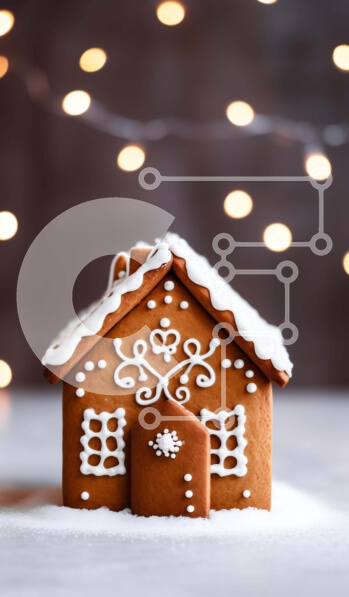 Intra Συλλεκτικό Ξύλινο Παζλ Plywood  4mm - Μικρό μελόψωμο σπίτι με χιόνι και φώτα Σε Ξύλινο Κουτί - Διαστάσεις: 10x10 cm – 25 κομμάτια