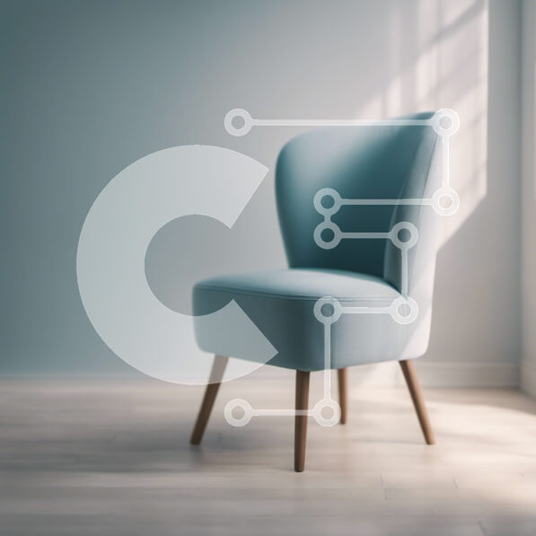 Intra Συλλεκτικό Ξύλινο Παζλ Plywood  4mm - Ανοιχτό μπλε καρέκλα σε ένα άδειο δωμάτιο με ξύλινα πατώματα Σε Ξύλινο Κουτί - Διαστάσεις Puzzle: 10x10 cm – 25 κομμάτια