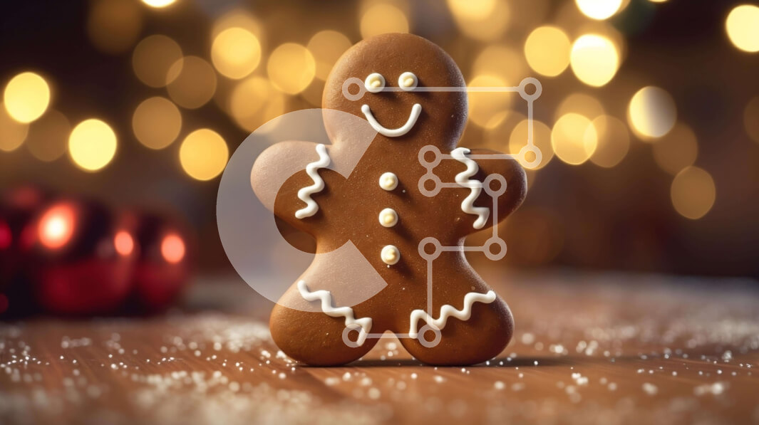 Intra Συλλεκτικό Ξύλινο Παζλ Plywood  4mm - Μελόψωμο άνδρας με χριστουγεννιάτικα στολίδια σε ξύλινο τραπέζι Σε Ξύλινο Κουτί - Διαστάσεις: 10x10 cm – 25 κομμάτια