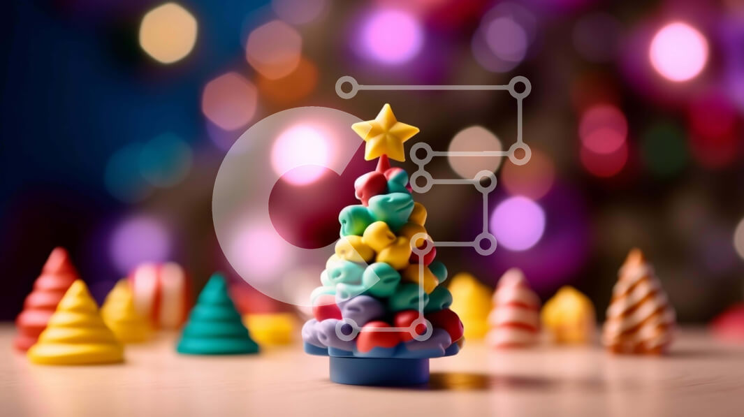 Intra Συλλεκτικό Ξύλινο Παζλ Plywood  4mm - Διακόσμηση χριστουγεννιάτικου δέντρου με πολύχρωμο φοντάν Σε Ξύλινο Κουτί - Διαστάσεις: 10x10 cm – 25 κομμάτια