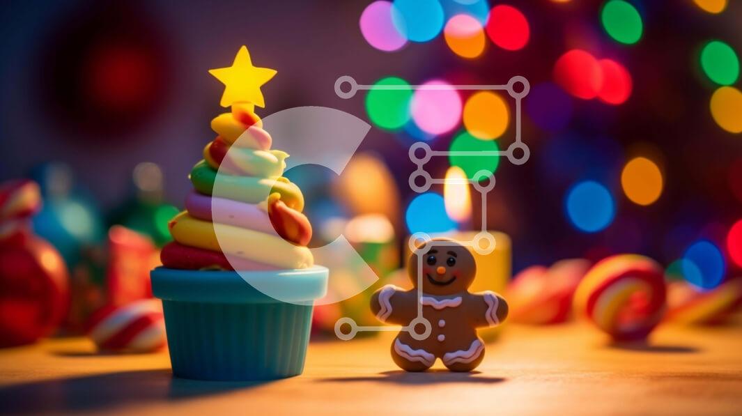 Intra Συλλεκτικό Ξύλινο Παζλ Plywood  4mm - Διακόσμηση Gingerbread Man Cupcake με καραμέλες και φωτάκια Σε Ξύλινο Κουτί - Διαστάσεις: 10x10 cm – 25 κομμάτια