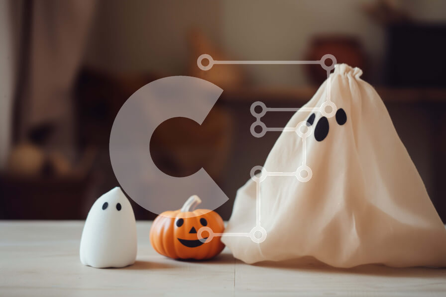 Intra Συλλεκτικό Ξύλινο Παζλ Plywood  4mm - Διακοσμήσεις τραπεζιού αποκριών με φαντάσματα και κολοκύθες Σε Ξύλινο Κουτί - Διαστάσεις Puzzle: 10x10 cm – 25 κομμάτια