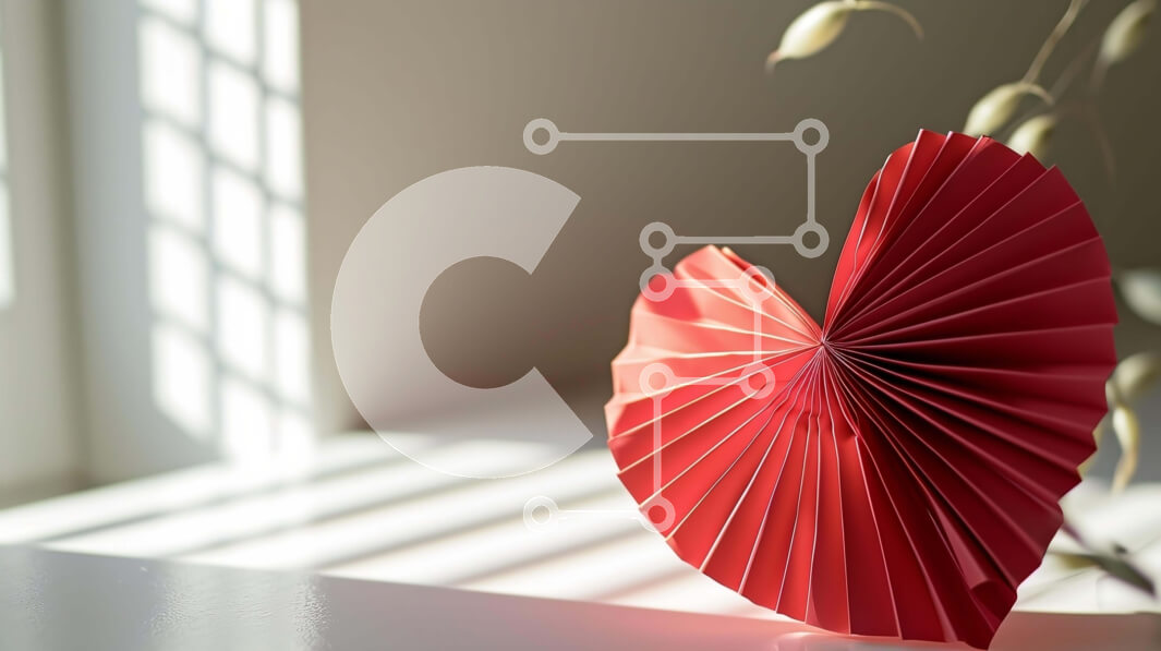 Intra Συλλεκτικό Ξύλινο Παζλ Plywood  4mm - Ρομαντική διακόσμηση Origami σε σχήμα καρδιάς στο τραπέζι Σε Ξύλινο Κουτί - Διαστάσεις Puzzle: 10x10 cm – 25 κομμάτια