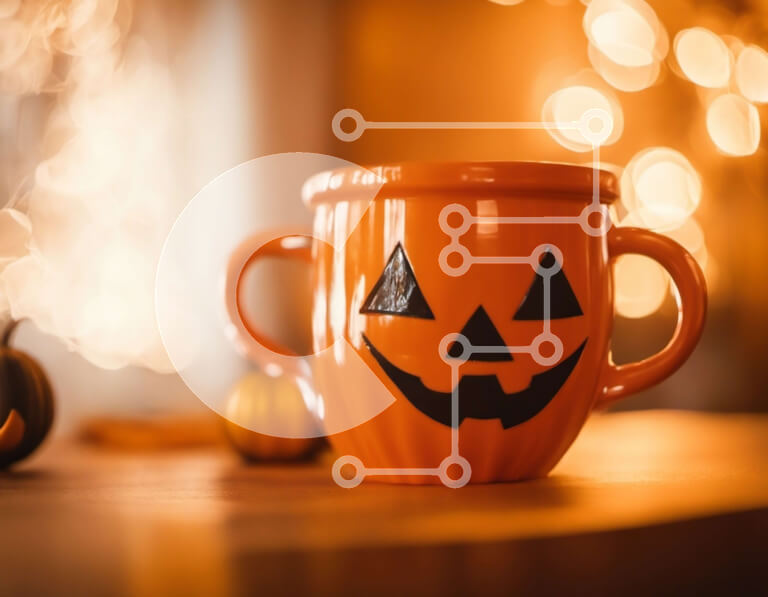 Intra Συλλεκτικό Ξύλινο Παζλ Plywood  4mm - Διακόσμηση κούπας κολοκύθας αποκριών Σε Ξύλινο Κουτί - Διαστάσεις Puzzle: 10x10 cm – 25 κομμάτια