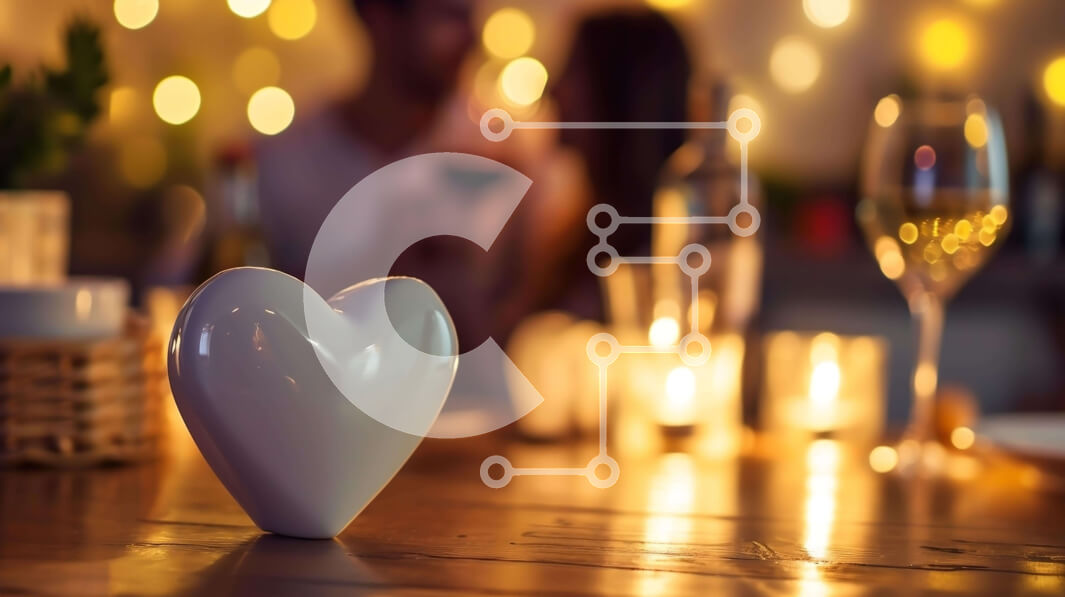 Intra Συλλεκτικό Ξύλινο Παζλ Plywood  4mm - Ρομαντικό δείπνο με βάζο σε σχήμα καρδιάς και ποτήρια κρασιού Σε Ξύλινο Κουτί - Διαστάσεις Puzzle: 10x10 cm – 25 κομμάτια