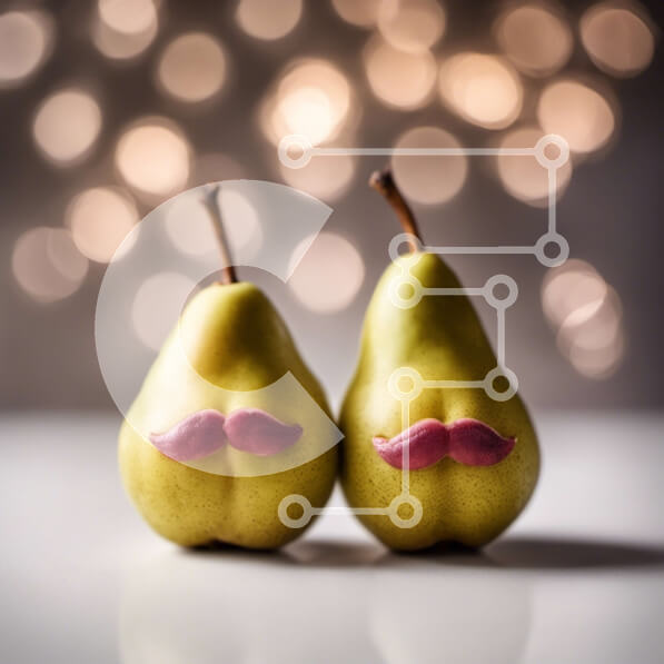 Intra Συλλεκτικό Ξύλινο Παζλ Plywood  4mm - Δύο αχλάδια μουστακιού σε λευκό φόντο Σε Ξύλινο Κουτί - Διαστάσεις Puzzle: 10x10 cm – 25 κομμάτια