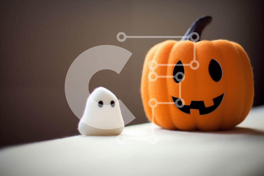 Intra Συλλεκτικό Ξύλινο Παζλ Plywood  4mm - Διακόσμηση αποκριών με κολοκύθα και φάντασμα Σε Ξύλινο Κουτί - Διαστάσεις Puzzle: 10x10 cm – 25 κομμάτια