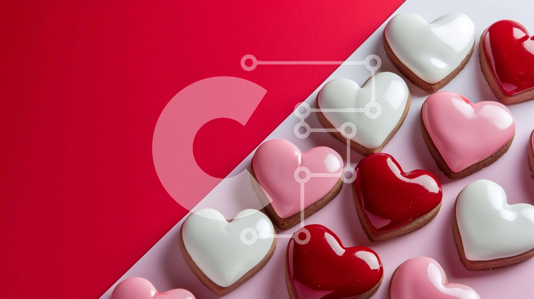 Σετ των 2 Intra Συλλεκτικό Ξύλινο Παζλ Plywood  4mm - Μπισκότα σε σχήμα καρδιάς σε πορτοκαλί και κόκκινο φόντο Σε Ξύλινο Κουτί - Διαστάσεις: 10x10 cm – 25 κομμάτια