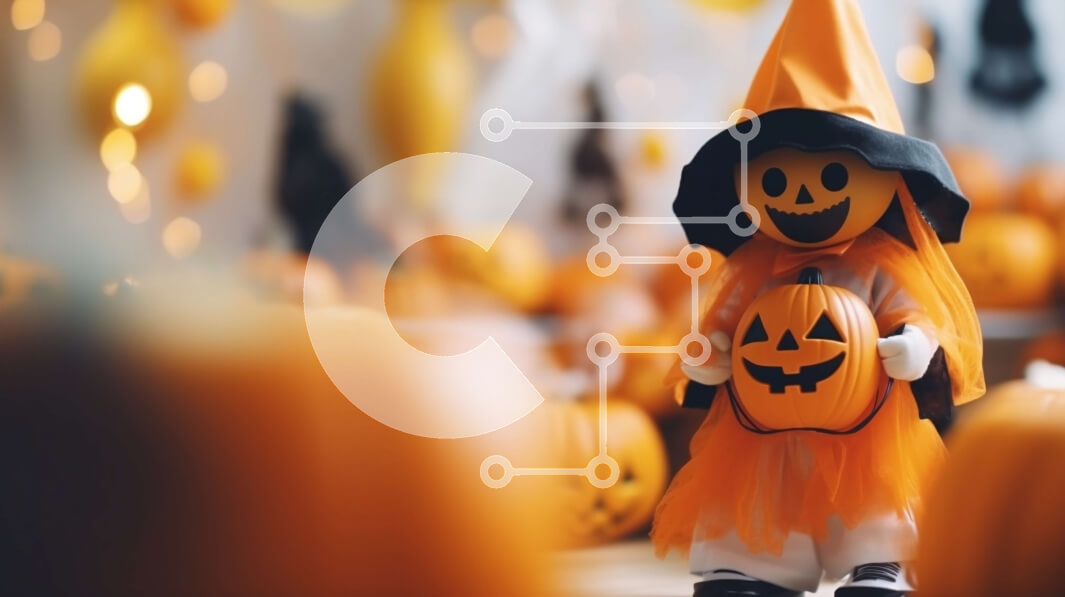 Intra Συλλεκτικό Ξύλινο Παζλ Plywood  4mm - Αποκριάτικη κούκλα με πορτοκαλί στολή μάγισσας με κολοκύθες Σε Ξύλινο Κουτί - Διαστάσεις Puzzle: 10x10 cm – 25 κομμάτια