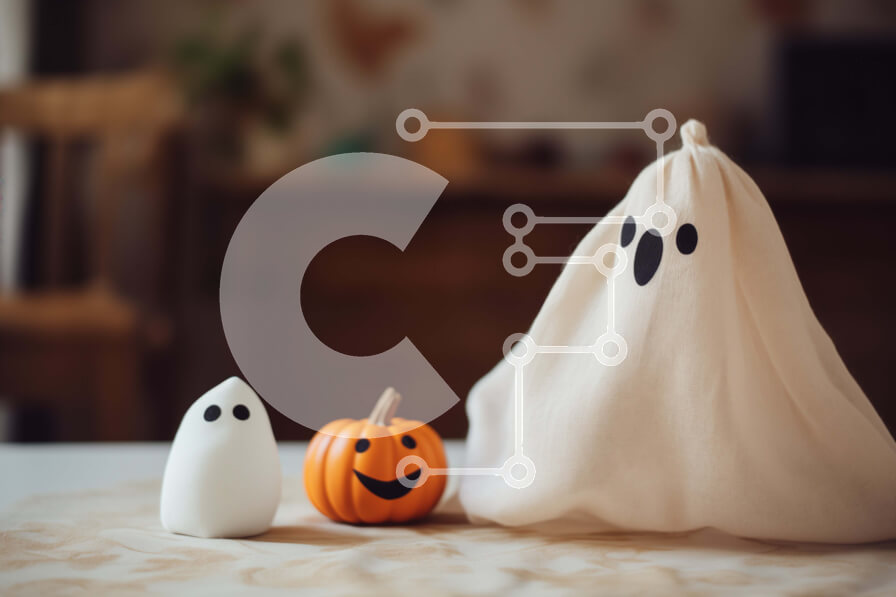 Intra Συλλεκτικό Ξύλινο Παζλ Plywood  4mm - Διακοσμήσεις αποκριών - Φαντάσματα και κολοκύθες σε ένα τρομακτικό τραπέζι Σε Ξύλινο Κουτί - Διαστάσεις Puzzle: 10x10 cm – 25 κομμάτια