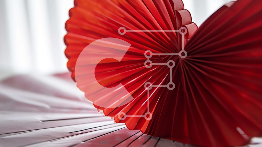 Intra Συλλεκτικό Ξύλινο Παζλ Plywood  4mm - Κόκκινο γλυπτό Origami σε σχήμα καρδιάς σε Λευκή Βίβλο Σε Ξύλινο Κουτί - Διαστάσεις Puzzle: 10x10 cm – 25 κομμάτια