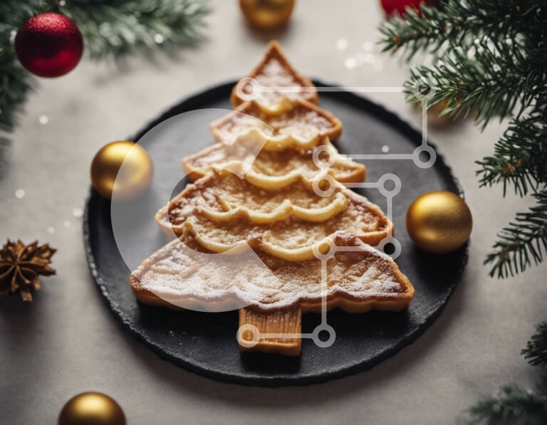 Σετ των 2 Intra Συλλεκτικό Ξύλινο Παζλ Plywood  4mm - Γιορτινή τούρτα σε σχήμα χριστουγεννιάτικου δέντρου με χρυσά και ασημένια στολίδια Σε Ξύλινο Κουτί - Διαστάσεις: 10x10 cm – 25 κομμάτια